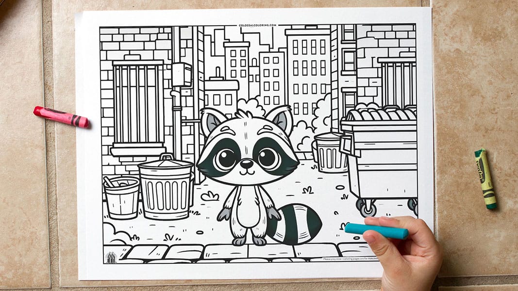 Raccoon • Free Printable Coloring Page