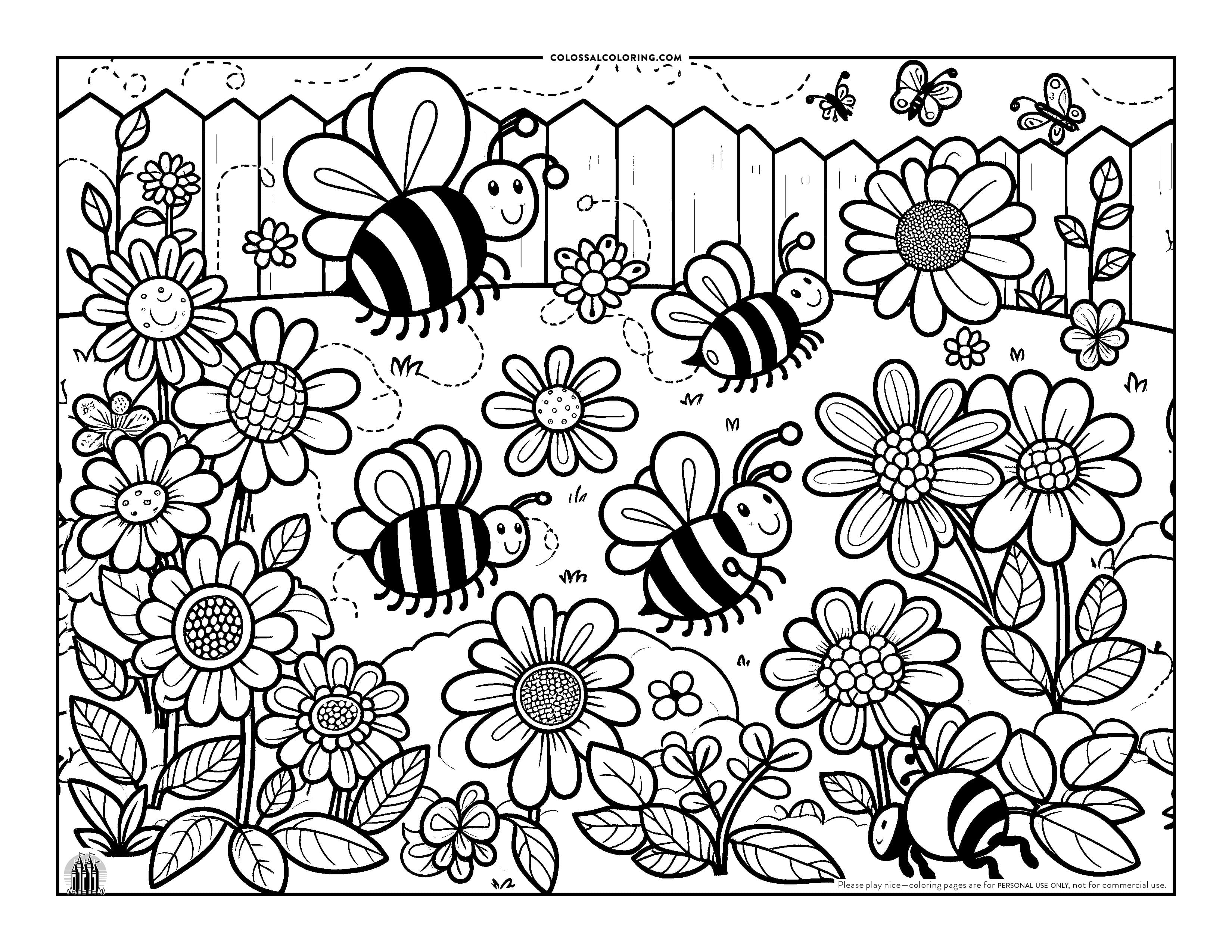 Bees • Free Printable Coloring Page