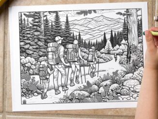 Backpacking coloring page